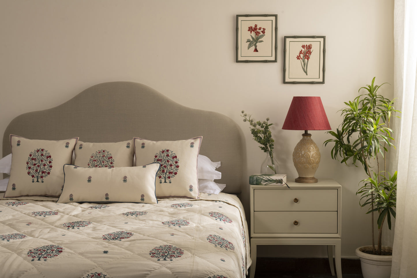 Anar Orchard in Red Bedcover