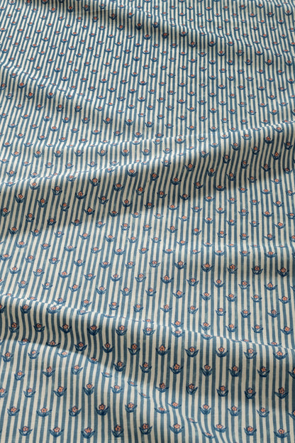 Floral Stripes in Blue