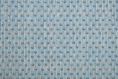 Floral Stripes in Blue