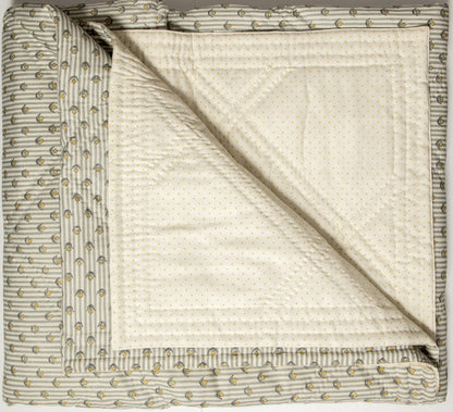 Floral Stripe in Seafoam Bedcover