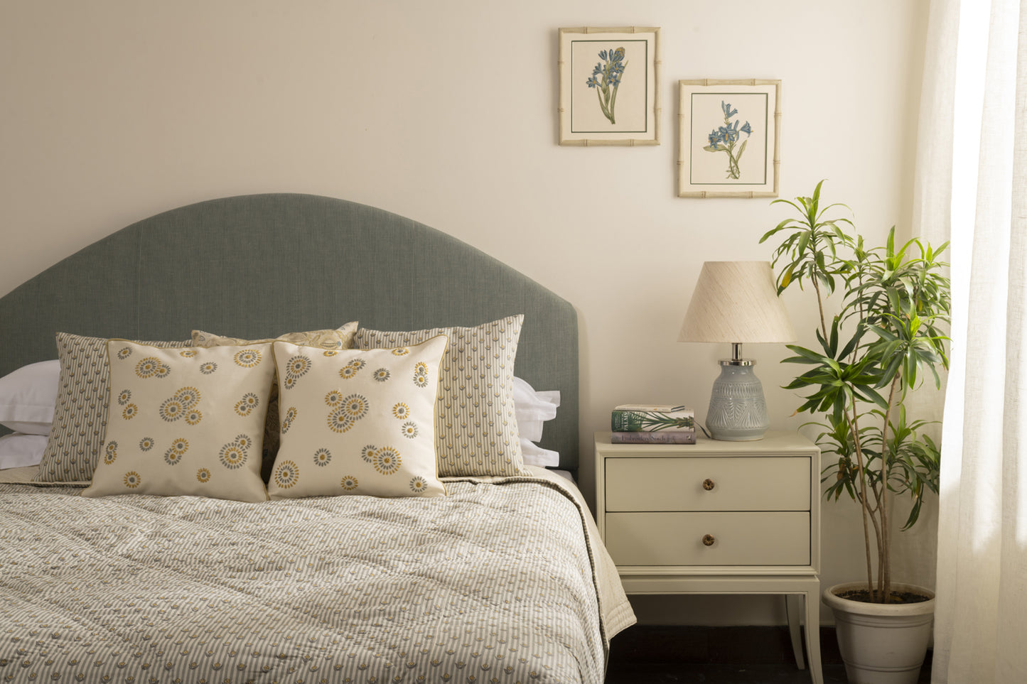 Floral Stripe in Seafoam Bedcover