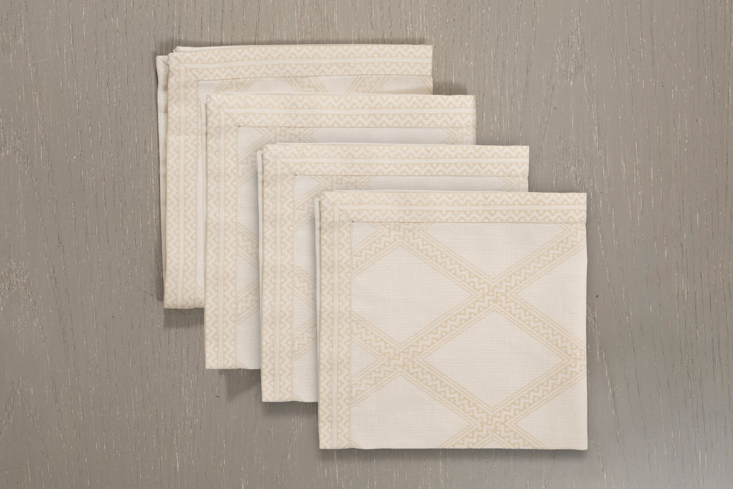 Geometric Trellis in Beige - Set of 4